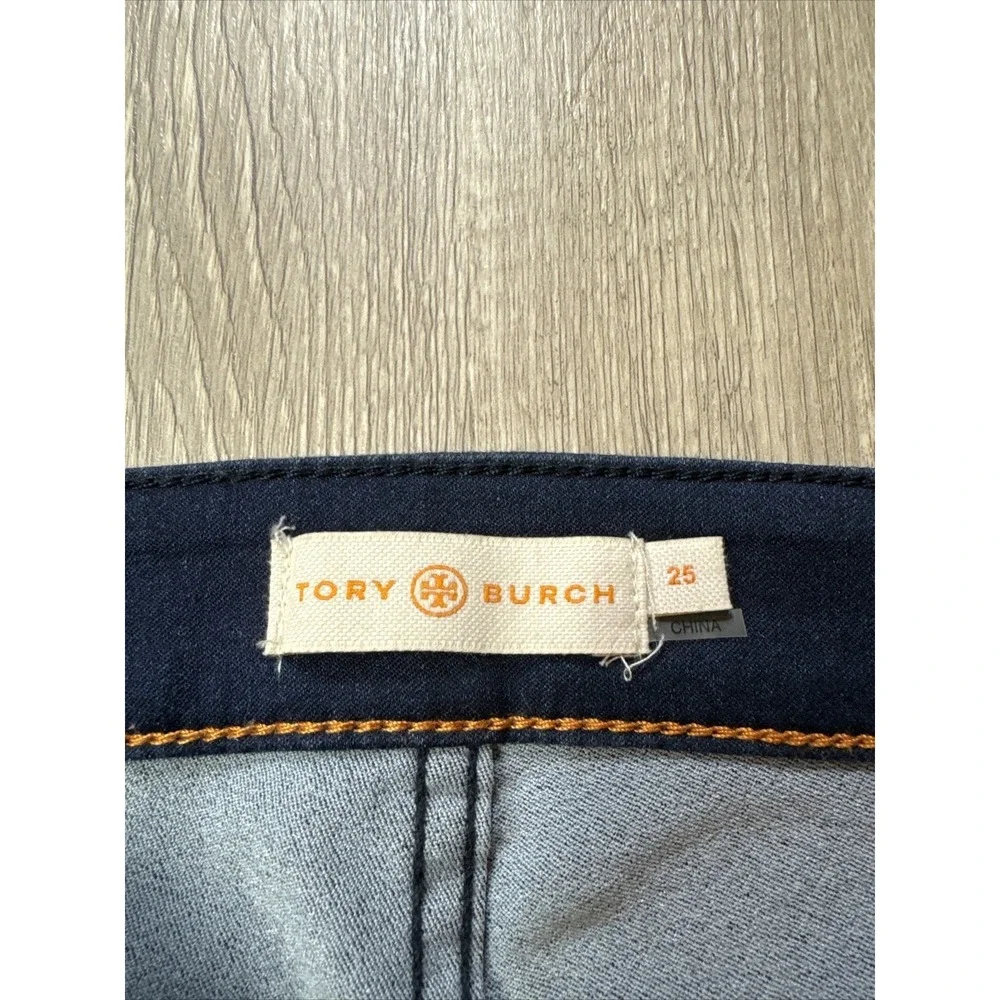Tory Burch Jeans Womens 25‎ Blue Side Zip Skinny Fit Measures 28x30 Stretch